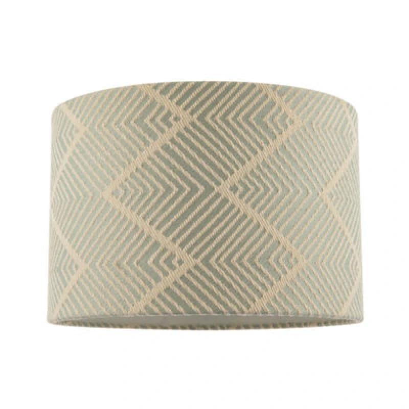 Image of Happy Homewares Duck Egg And Cream Geometric Designer Lamp Shade In Textured Jacquard