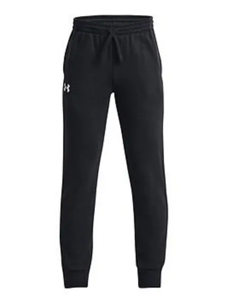 Image of Under Armour Boys Rival Fleece Joggers - Black/White, Size M=9-10 Years