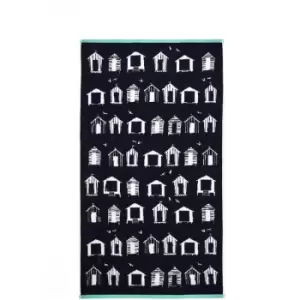Image of Fusion Beach Huts 100% Cotton 550gsm Bath Towel, Navy