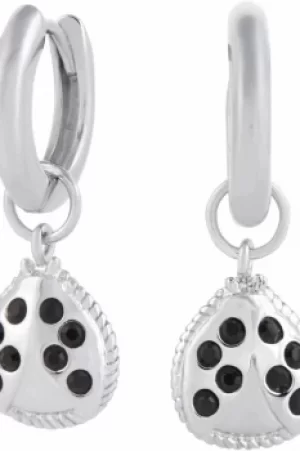 Image of Ladybird Huggie Hoops Silver Earrings OBJAME208