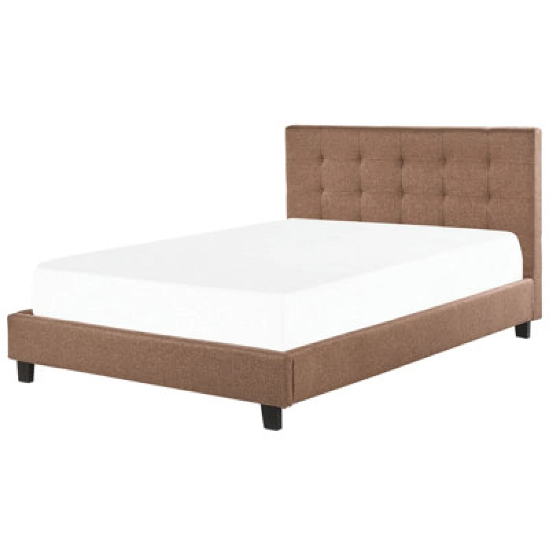 Image of Beliani Bed Fabric La Rochelle 180 X 200 Cm (Eu Super King) Brown