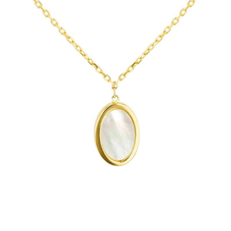 Image of Be You 9ct Gold Oval Mother Of Pearl Necklace Necklaces 16-18inch Gold 42337810000