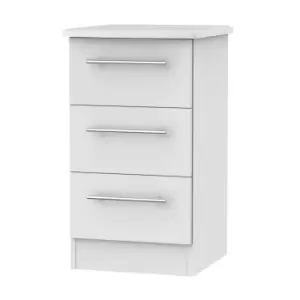 Image of Siena Grey Matt 3 Drawer Bedside Cabinet