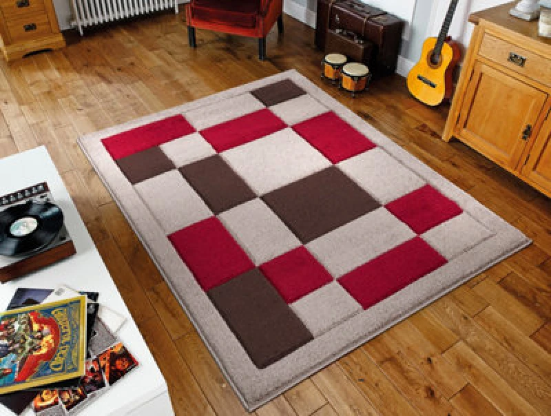 Image of Smart Living Smart Living Modern Hand Carved Multicolour Soft Thick Area Rug - Havana in Red Size: 60cm x 220cm Red 60cm x 220cm Unisex 868050411031