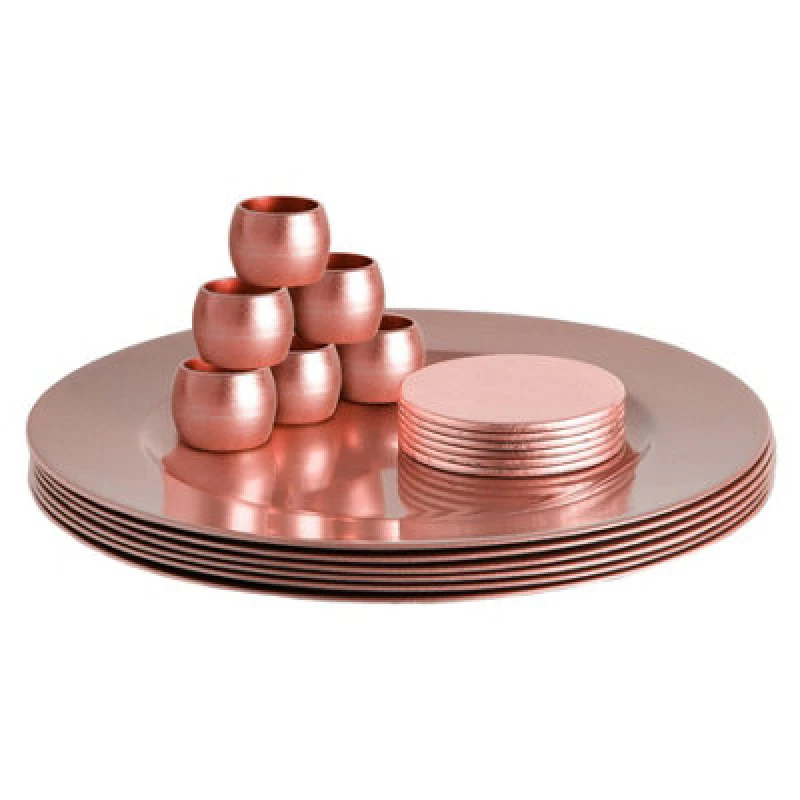 Image of Argon Tableware 18 Piece Metallic Charger Plates Set - Rose Gold