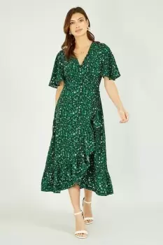 Image of Mela Green Leopard Print Wrap Dress