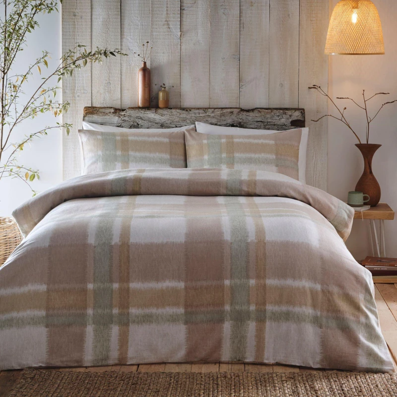 Image of Appletree Verbier Brushed Cotton Duvet Cover Bedding Set Natural