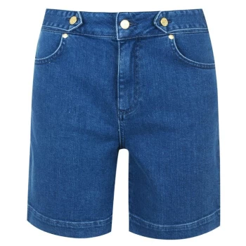 Image of Biba Button Denim Shorts - Blue