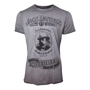 Image of Jack Daniel's - Charcoal Mellowed 'Drop by Drop' Mens Small T-Shirt - Grey