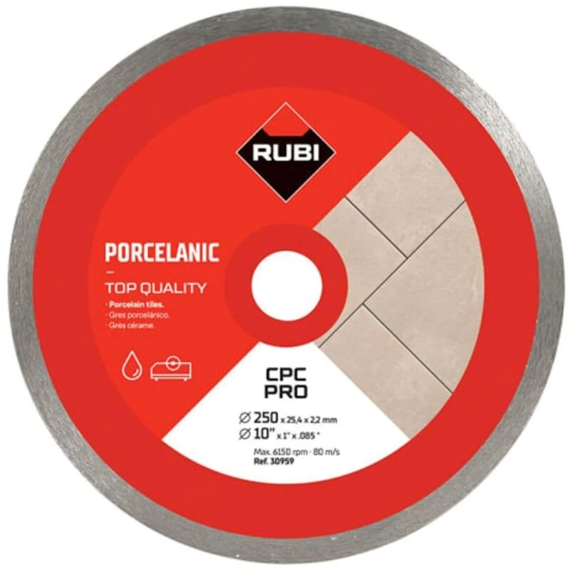 Image of Rubi CPC Pro Diamond Cutting Disc for Porcelain Tiles 30959 Diameter: 250mm