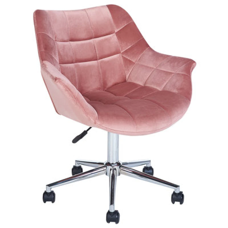 Image of Beliani Desk Chair Labelle Velvet Pink