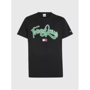 Image of Tommy Jeans Tjm Reg College Pop Text Tee - Black