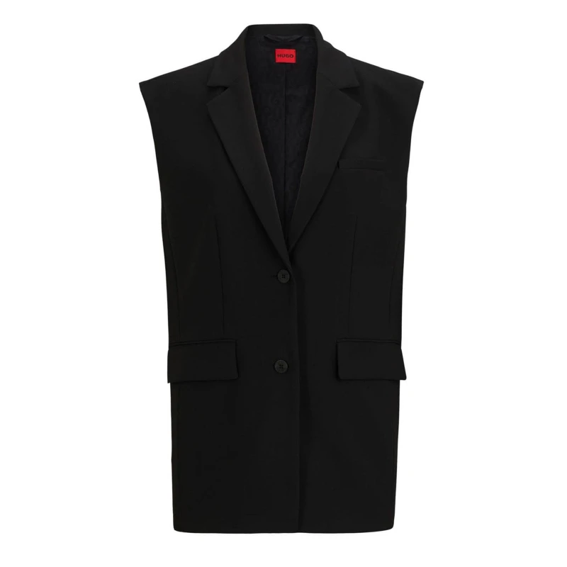 Image of Hugo Aneris Logo Lining Regular-Fit Waistcoat Black female 8