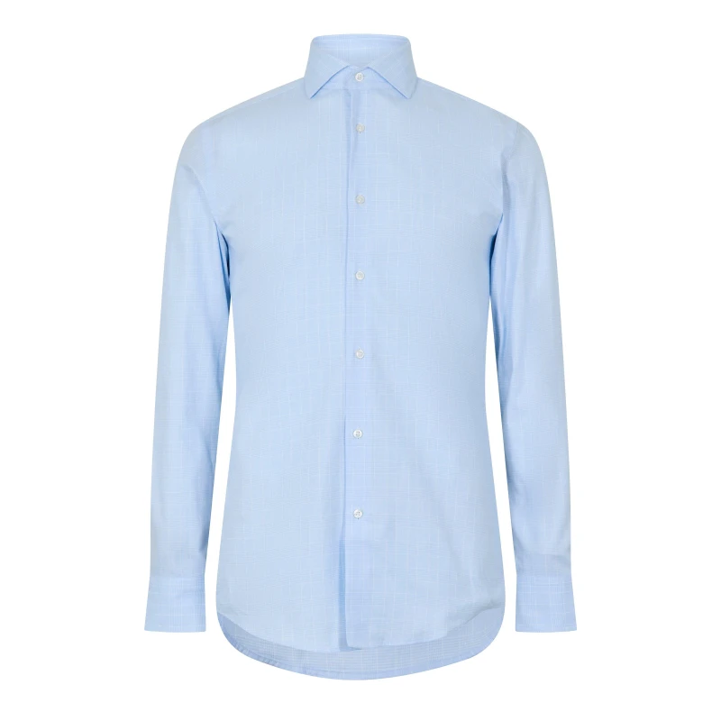 Image of Boss Mens Hank Spread Long Sleeve Oxford Shirt Pastel Blue male 15 inch