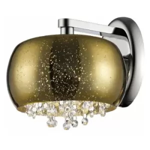 Image of Impex Luna 1 Light Wall Lamp Gold Crystal
