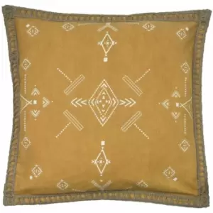 Image of Furn Mini Inka Aztec Braided Trim 100% Cotton Cushion Cover, Honey, 45 x 45 Cm
