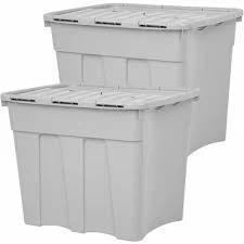 Image of Wham Grey 80L Upcycle Croc Box & Lid Set of 2 Plastic