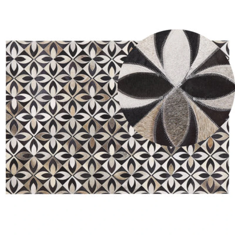 Image of Beliani Rug Ishan Multicolour 140 X 200 Cm Leather
