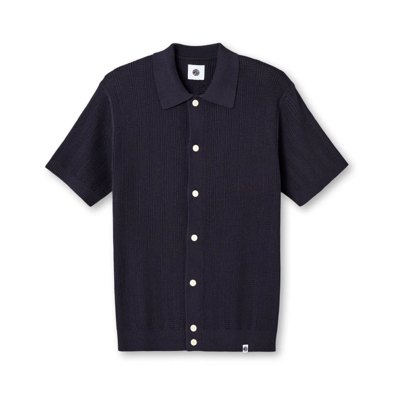 Image of Pretty Green Mens Short-Sleeve Plain Shirt Navy male Small