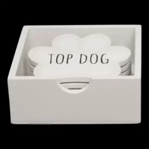 Image of Set of 6 Dog Paw Shaped Coasters With Assorted Quotes