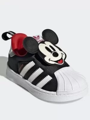 Image of adidas Originals Disney Superstar 360 Shoes, Black/White/Red, Size 9