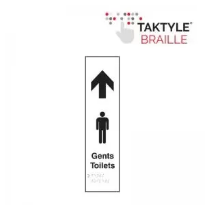 Image of Gents Toilets Arrow Up’ Sign; Self Adhesive Taktyle; 75mm x