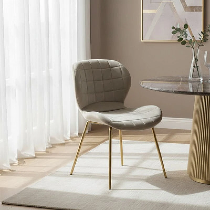 Image of Orsina Mink Velvet Dining Chair, Velvet Upholstered Accent Dining Table Chair, Gold Finish Legs Living Room Chair