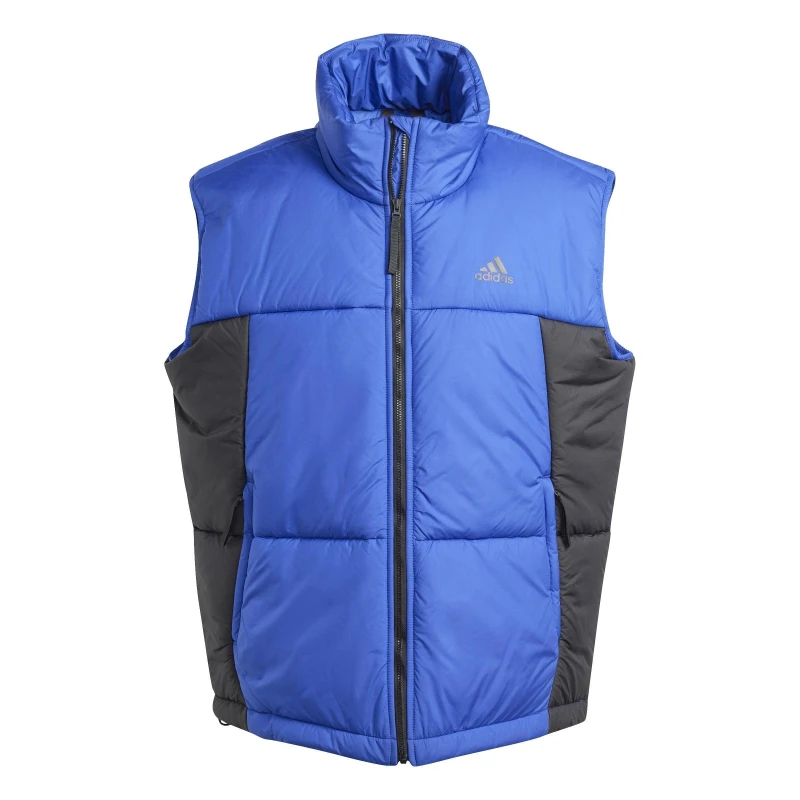 Image of adidas Mens 3-Stripes Funnel Neck Full Zip Gilet Semi Blue male L