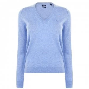 Image of Gant Gant V neck Jumper - Lake Blue Mel