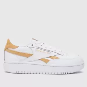 Image of Reebok White & Gold Club C Double Trainers