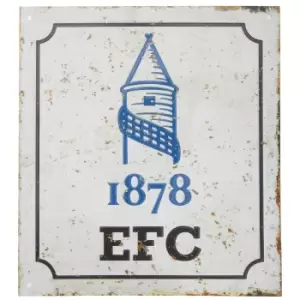 Image of Everton FC Official Retro Football Crest Bedroom Sign (One Size) (White/Blue)