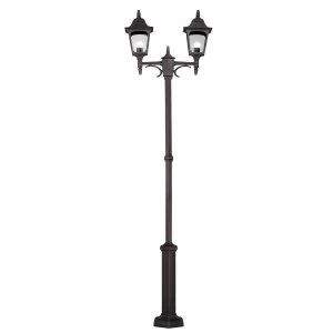 Image of 2 Light Twin Outdoor Post Lantern Black IP44, E27