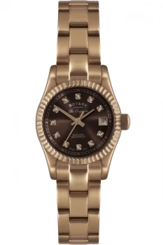 Image of Rotary LB08153-16-X Womens Verbier Diamond Rose Gold Tone Bracel Colour - Brown