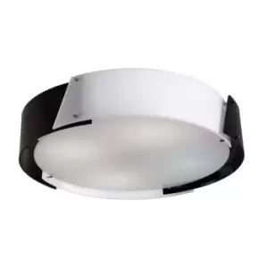 Image of Dakota Flush Ceiling Medium 4 Light E27 Polished Chrome/Black & White Acrylic