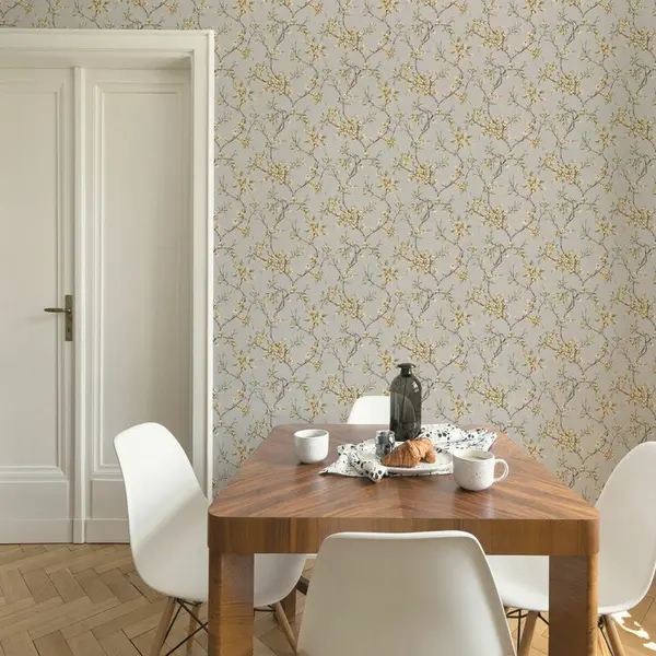 Image of Boutique Eliza Yellow Summer Floral Wallpaper - Yellow - Boutique 116628