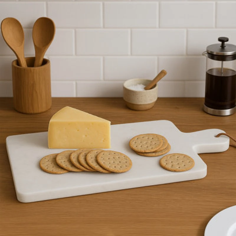 Image of Premier Housewares Marmore Curved Handle Marble Paddle Board White