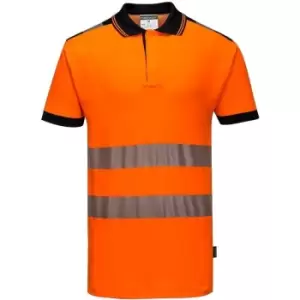 Image of Portwest Mens PW3 Hi-Vis Polo Shirt (S) (Orange/Black) - Orange/Black