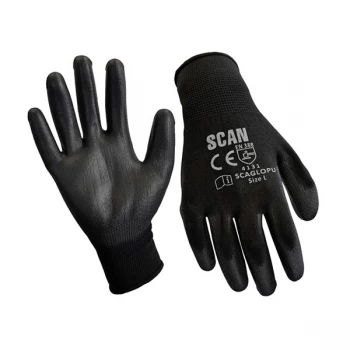 Image of Scan 2AYH22L-24 Black PU Coated Gloves - L (Size 9) (12 Pairs)