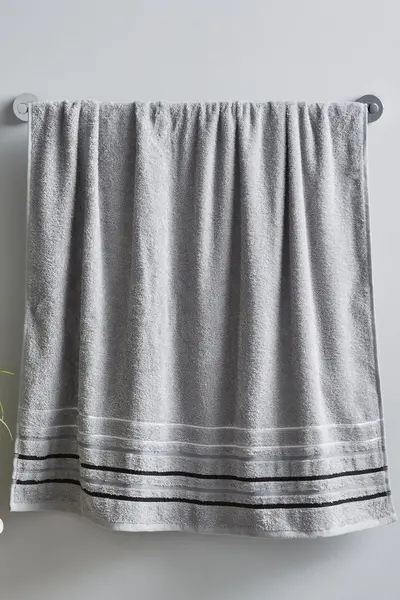 Image of Catherine Lansfield 'Java Stripe' Towels Grey