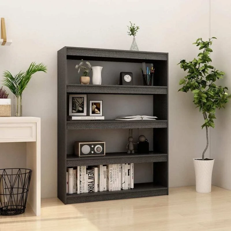 Image of VIDAXL Book Cabinet/Room Divider Grey 100x30x135.5cm Solid Pinewood vidaXL 8720286609200