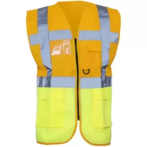 Image of Yoko Hi-Vis Premium Executive/Manager Waistcoat / Jacket (M) (Hi Vis Orange/Hi Vis Yell) - Hi Vis Orange/Hi Vis Yell