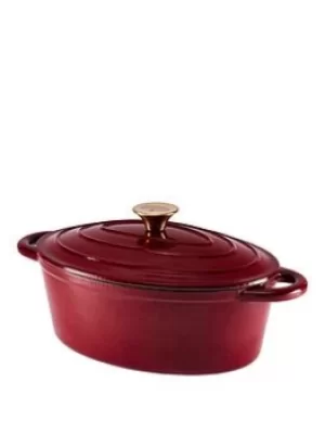 Image of Tower Cast Iron 29cm Oval Casserole In Red