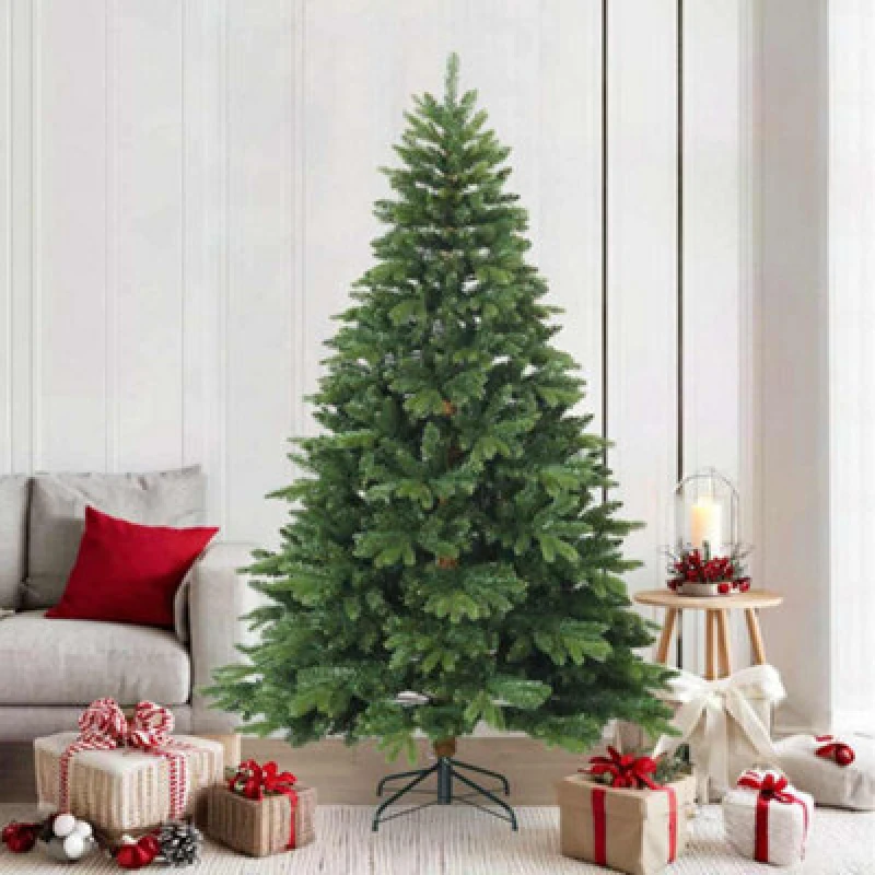 Image of vidaXL Artificial Hinged Christmas Tree Green 210cm Pvc, Pe And Steel, Green 42019314