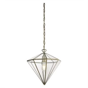 Image of 1 Light Diamond Cage Pendant Antique Brass, E27