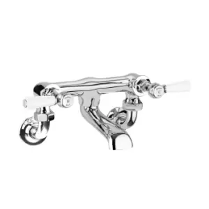 Image of Hudson Reed White Topaz With Lever Wall Mounted Bath Filler - Chrome