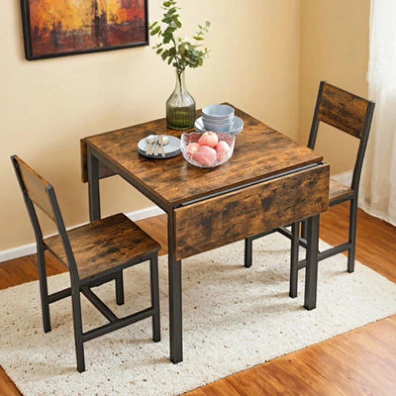 Image of LEDREM Folding Dining Table, Drop Leaf Extendable, For Small Spaces, Seats 2-4 People, Industrial, 78 X 120 X 76.2 Cm