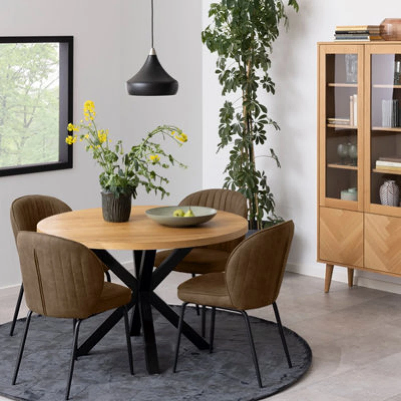 Image of Furniture To Go Heaven Dining Table In Oak With Black Legs (L) 120Cm Seats Up To 4