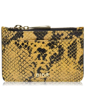 Image of Biba BIBA Leather Zip Top Coin Purse - Yellow snake