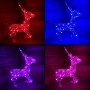Image of 33cm Colour Changing LED Indoor Outdoor Acrylic Standing Reindeer Christmas Decoration