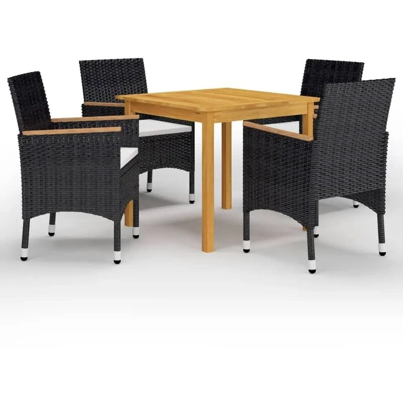 Image of VIDAXL 5 Piece Garden Dining Set with Cushions Black Vidaxl 8720286851920
